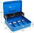 Durable Metal Cash Box with Key Lock, Money Tray, Security Locker with Cable, Blue