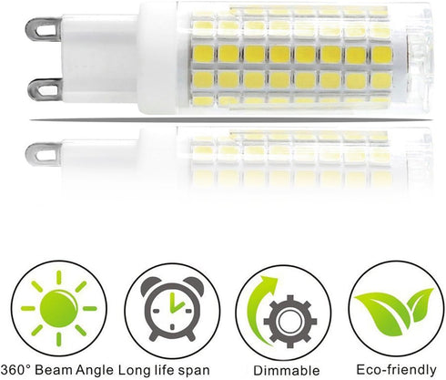 XRZT G9 Bulbs T4 6000K Dimmable Bulb 7W (40W 60W 75W Pack 4 Led Bi-Pin Base, Daylight White Light Chandelier Light