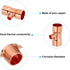 PATIKIL 5/8" x 5/16" x 5/8" ID Reducing Tee Copper Fitting, 5pcs 99.9% Pure Copper Pipe Connector