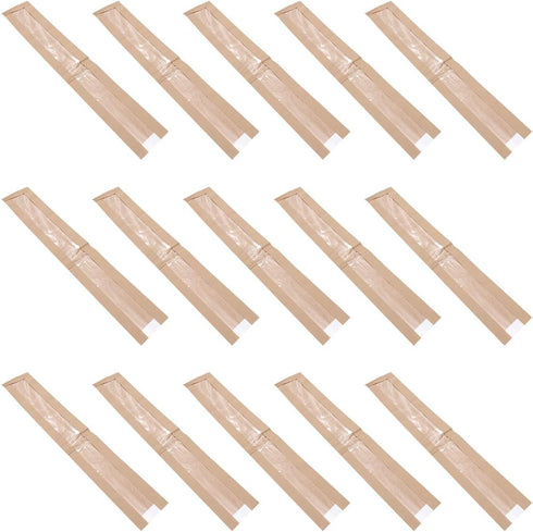 SHINEOFI 25pcs Long Kraft Bread Bags with Front Window, Food-grade Kraft Paper French