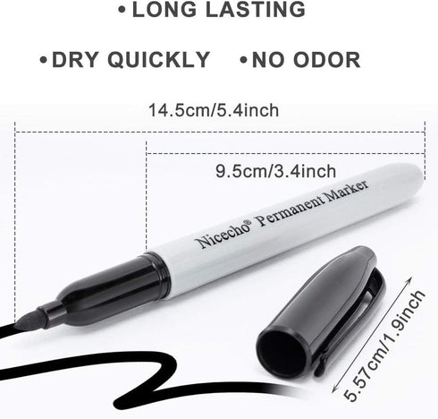 Nicecho 30 Count Set Permanent Markers, Black Permanent Marker Pens, Fine Point Basic Marker