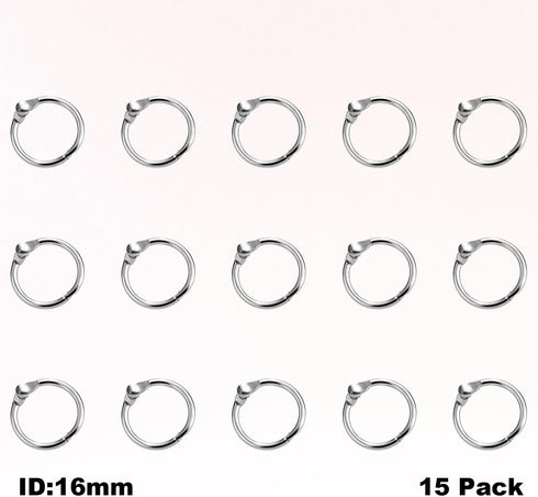 ManTangSun 15 Pack 5/8" 16mm Mini Binder Rings Metal Loose Leaf Loop Book Ring for Flash Card Index, Silver