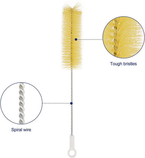 Test Tube Brushes, 10 Pack Bristle Test Tube Bottle Wash Cleaning Brushes with Radial Tufted End Suitable for Laboratory Use, Size L
