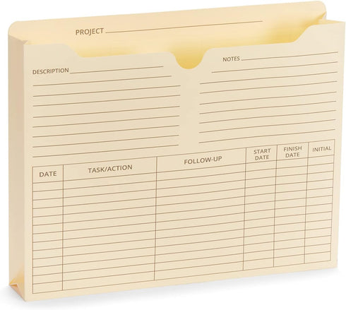 Blue Summit Supplies 50 Project File Folders, Reinforced Straight Cut Tab, 2 Inch Expansion Pocket, Manila, 50 Pack