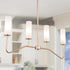 4-Light 32'' Gold Linear Chandelier, Modern Farmhouse Chandeliers Pendant Lights Fixtures with Frosted Glass Shades
