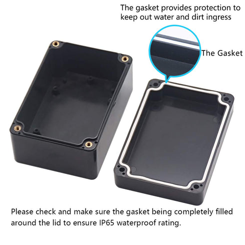 Zulkit Junction Box, IP65 Waterproof Outdoor Project Box, Black ABS Plastic Electrical Enclosure 3.94 x 2.68 x 1.97