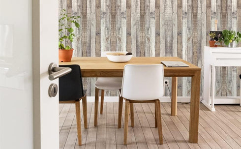 Vintage Wood Wallpaper, Self Adhesive Removable Distressed Look, 17.71 x 120 Vinyl Shelf Covering