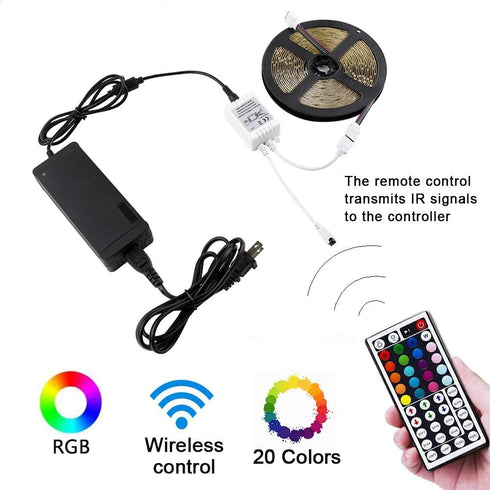 BZONE 44 2 Pack,LED Dimmer 3528 2835 5050 Key RGB LED IR Remote Control Light Remote Replacement Controller Wireless