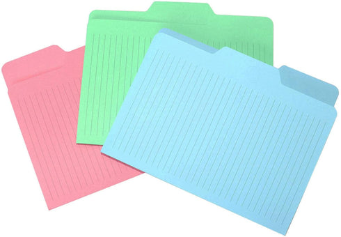 Find It File Folders - 12 Pack Tabbed, Letter Size, Double-Sided, Ruled Filing Folders for Office, School,