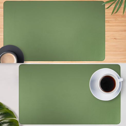 Busnos 47.2" x17" Cute Desk Cover - Mouse Pad, Green Leather Non-Slip Laptop Mat for Desktop