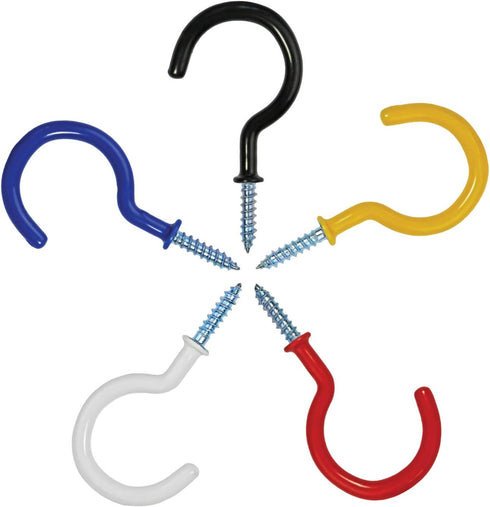 Millennial Essentials Vinyl Coated Screw-in Ceiling Cup Hooks, 2.9 Inches, 30 Pack, Available in 5 Colors