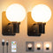 KSNALUX Black LED Wall Sconces Set of Two Round Wall Lamp with Remote