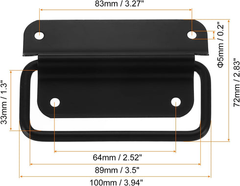 uxcell Chest Handles, 2Pcs - Stainless Steel Folding Handle, Pull Handles for Wooden Box Tool Box Industrial Equipment Box Cutting Board Trunk (Black) by uxcell