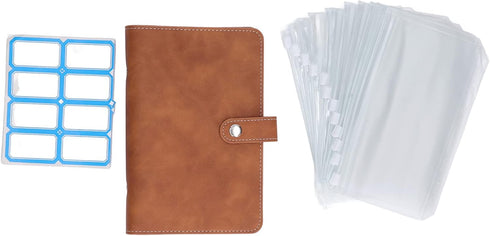 Planner Binders, PU Leather Notebook Cover with 6 Refillable Notebooks for A6 Filler Paper, Brown