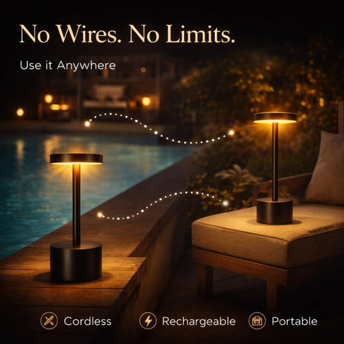 Lecordh 2 Pack, Dimming, Cordless Table Lamp Rechargeable LED Table Lamps with Touch Battery Operated Portable Lamps