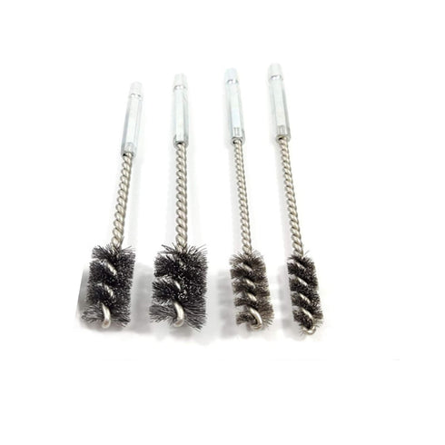 4 Piece Stainless Steel Wire Brush - For Ports, Tubes, Bearings, Power Drill Impact Driver, Hex Shank