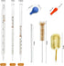 Lab Glassware Set, 5pcs Thick Glass Graduated Beaker, 4pcs Glass Measuring Cylinder, Pipettes, Stirring Rods, Cleaning