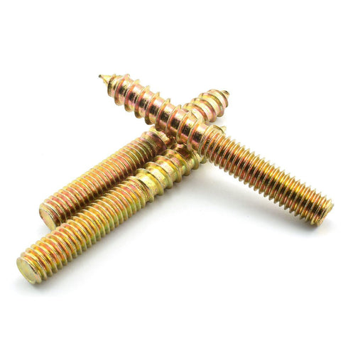 8 Pack 3/8-16 x 3 Inch Hanger Bolts, Double Headed Flat Hexagon Bolts for Wooden Joints
