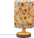 ALAZA Bedside Table Lamp for Bedroom Sunflower Peony Floral Nightstand LED Light Lamps with USB Port Linen Fabric Shade