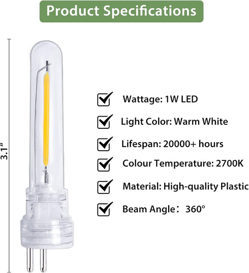String Lights Replacement LED Bulb Filament 6 Packs, 2700K Warm White, S14 Light Bulb Accessories, Shatterproof Waterproof and Dimmable by CXLHO