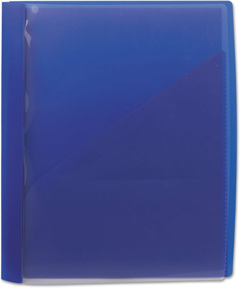 Smead Clear Front Poly Report Cover, Three Double Tang Side Fasteners, 1/2" Capacity, Letter Size, Dark Blue, 5 per Pack (86011) (Pack of 1) by SMEAD