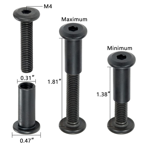 PGMJ 40 Set M6 Set (M6x30mm-Black-D) Bolt and Nut - Black Metric Hex Key Metal Deck Screws for Crib Screws Replacement