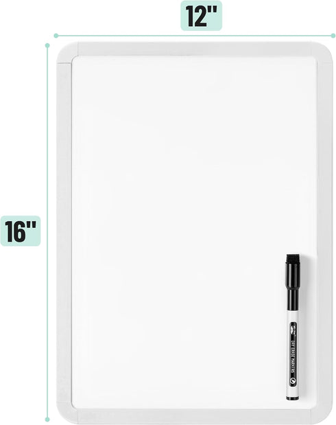 Mr. Pen Dry Erase Board 12” x 16” with Black Marker, White Frame, Small White Board for Kids and Students