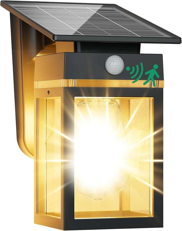 Solar Porch Lights Outdoor, Dusk to Dawn & Motion Sensor Wall Light