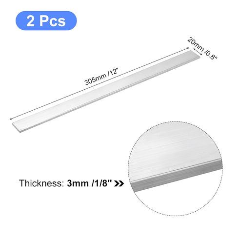 uxcell 2Pcs Square Aluminum Flat Bar, 1/8" Thick, 0.8" Width, 12" Length, 6061 Aluminum Plate for Industrial Building