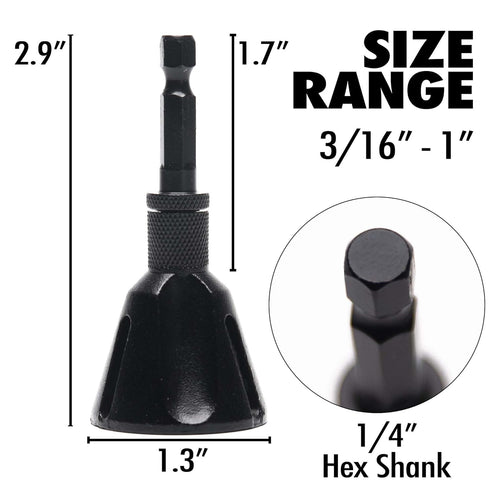 Deburring External Chamfer Tool with Tungsten Carbide Blade, Quick Release Hex Shank, Fits 3/16" to 1"