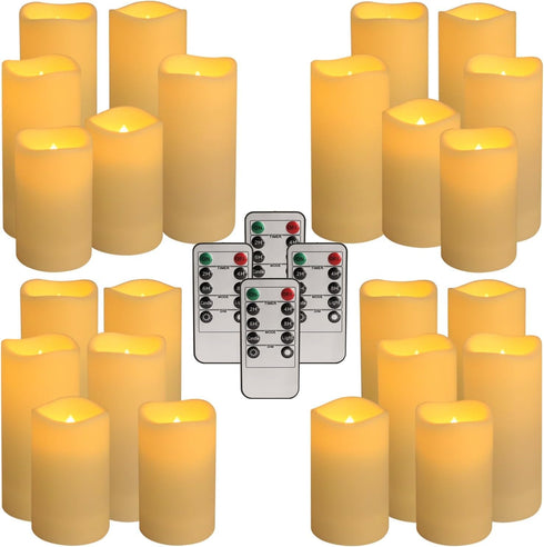 YOROXRG Set 24 4 4" 5" 6" 2.2"),for of Waterproof Outdoor Flameless Candles, LED Candles with Remote and Timer,(H x D