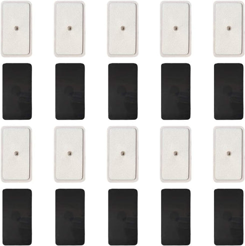 20 Pack 2"x4" TENS Snap Electrodes Pads - Compatible with All TENS/EMS Devices, Durable Conductive Pads