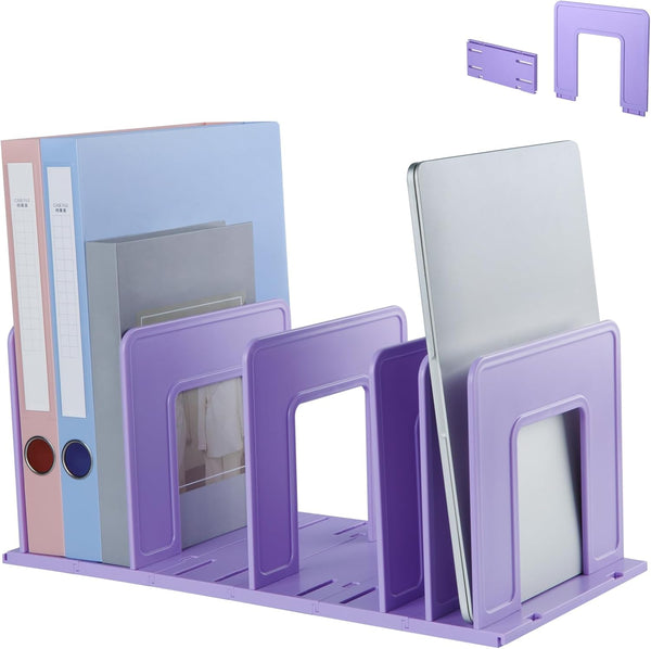 LuluEasy Adjustable Vertical File Sorter Sturdy Plastic Expandable Upright File Holder, Desktop Binder