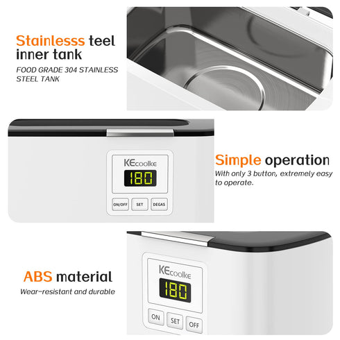 600ml KECOOLKE Ultrasonic Jewelry Cleaning Machine, Sonic Cleaner with Digital Timer for Eyeglasses, Rings