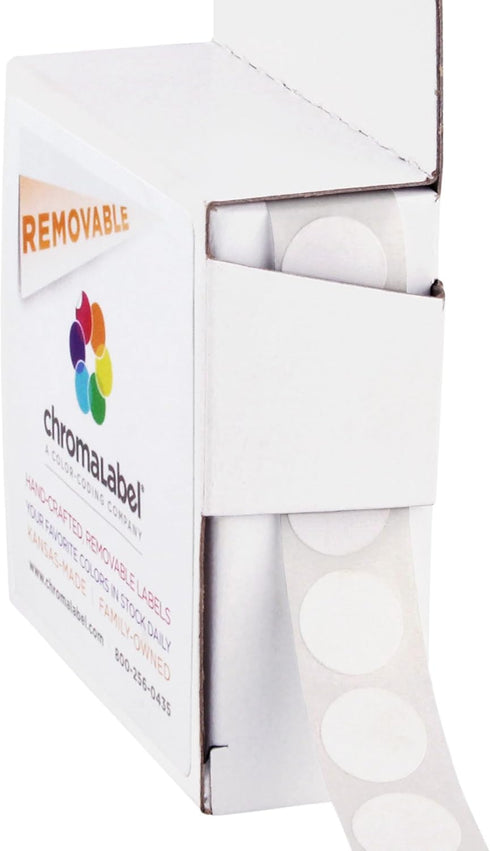 ChromaLabel 1/2 Inch Circle Sticker Labels, Easy to Write On, Removable Colored Dot Stickers, White, 1000 Dots