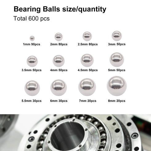600pcs 12 1-8mm 1mm 2mm 2.5mm 3mm 3.5mm 4mm 4.5mm 5mm 5.5mm 6mm 7mm 8mm K-085-600 weideer Size Stainless Steel