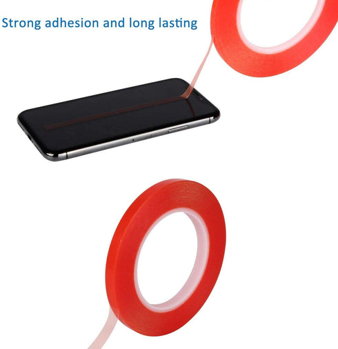Pimoys 2mm / 3mm x 25m Double Sided Phone Adhesive Tape, 2 Rolls Heat Resistant Transparent Acrylic for Repair