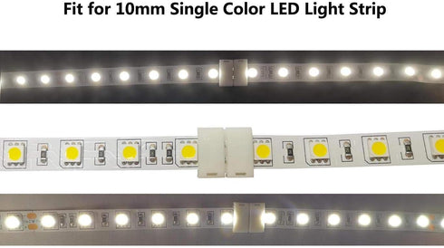 10 Pcs Strip to Strip Unwired Gapless Solderless Snap Down 2 Pin Connector for 10mm Wide 5050 2835 5630 LED Strips