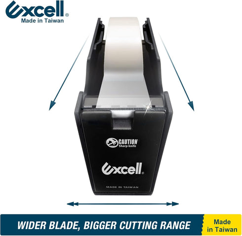 Excell Dualcore Desktop Tape Dispenser - 1"+3" Core with Sturdy Metal Base for Home, Office, Shop