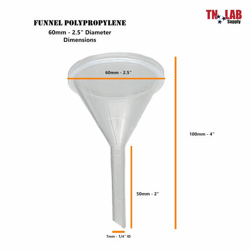 Funnel Polypropylene Plastic 60mm Diameter, 5-Pack