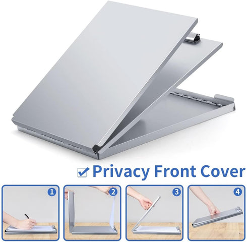 Aluminum Clipboard with Storage, Form Holder Steel Stainless Binder with Metal High Capacity Clip,Heavy Duty Made