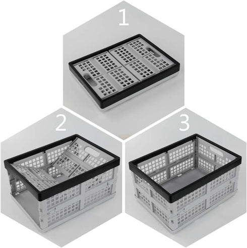 Jekiyo 16-Liter Set 3 Folding Crates Storage, Collapsible Container Plastic