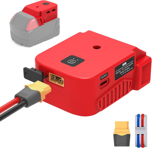 Multi-Functional USB Charger Adapter & Power Wheels Battery Adapter for Milwaukee 18V Battery with 2 USB Ports