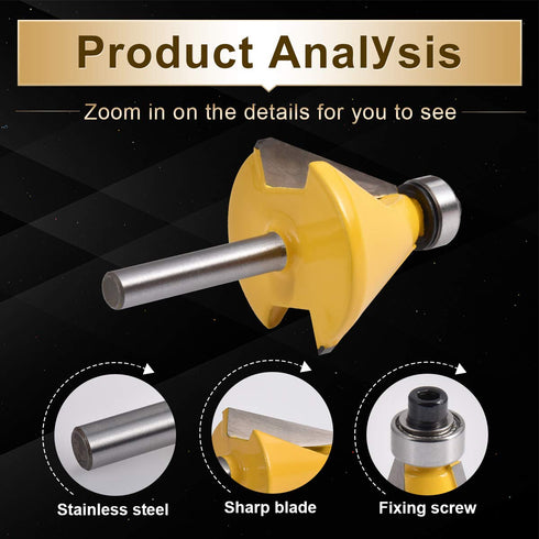 30 1/4 Inch (1/4" 30 KATUR Degree Chamfer and Bevel Edging Router Bit, Carbide Tipped Chamfer Router Bit with Shank