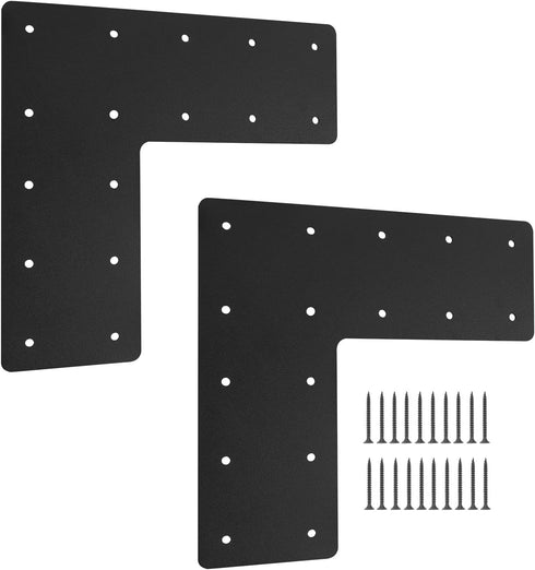 L Post Bracket, 13.2"x 13.2" Heavy Duty Mending Plate with Powder Coated for Wood 6x6 Lumber