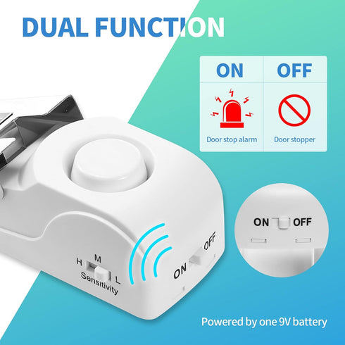 Door Stop Alarm - Door Stopper with 120DB Security Alarm, Floor Wedge Doorstop for Travel Apartment Home House (Pack of