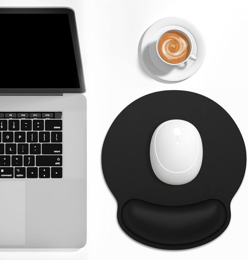 Ergonomic Mouse Pad with Wrist Rest Support, Memory Foam Computer Mouse Pad, Non-Slip Base, Black