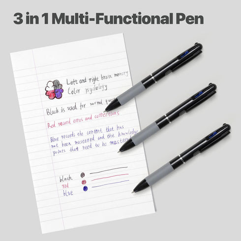 Cambond 3-in-1 Multicolor Pen, 1.0mm, 3-Color Retractable Ballpoint Pens for Office, School Supplies, 5 Pack