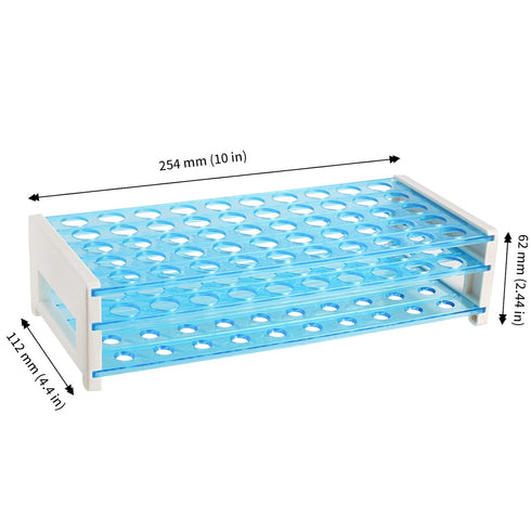 6 Pack Plastic Test Tube Rack, 50 Holes Test Tube Rack Holder for 13/16mm Tubes, Detachable Stand Bracket Rack for Scientific Experiment, Party Favors, Decoration, Holds 50 Tubes, Blue