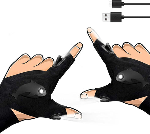 LED Rechargeable Flashlight Gloves, Valentines Day Gifts for Him Men Boyfriend Husband,